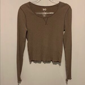 SO Women's Tan Long Sleeve Top Size Medium